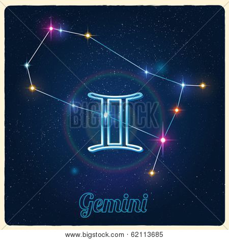 Vector constellation Gemini with the Zodiac sign