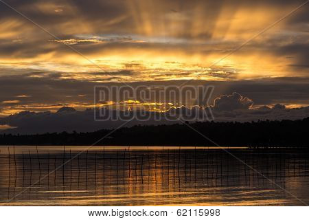 Dramatic tropical sunset in the Samal island, Philippines