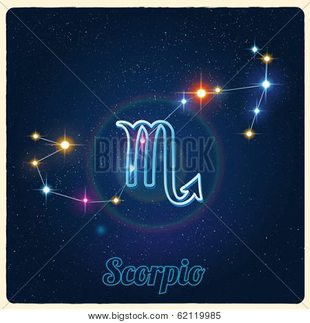 Vector constellation Scorpio with Zodiac sign