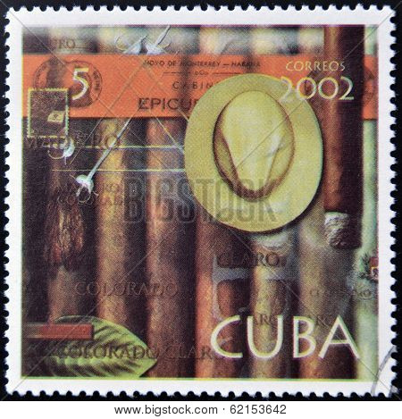 A stamp printed in Cuba dedicated to Havana cigars