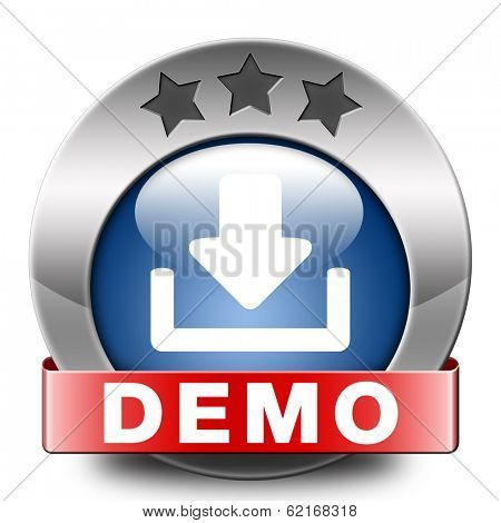 Demo download button or icon for free trial demonstration