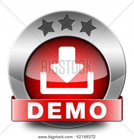 Demo download button or icon for free trial demonstration