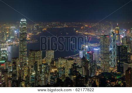 Victoria harbour at night in Hong Kong