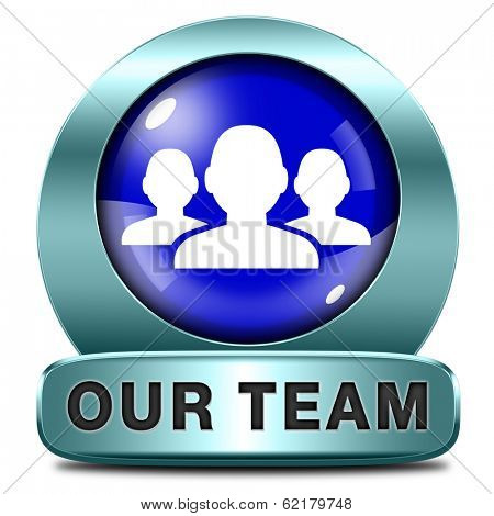 Our team icon or work or business our team banner about us sign or button