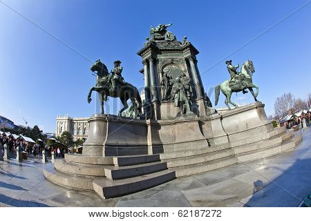 VIENNA, AUSTRIA - DEC 22, 2014: Maria Theresia Monument in Vienna Austria on a sunny day