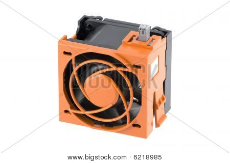 Ventilador com gaiola de proteção laranja