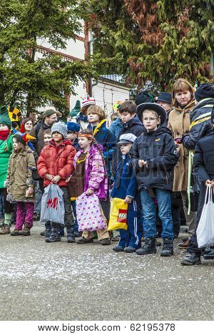 Spectators Watch The Carnival  Parade