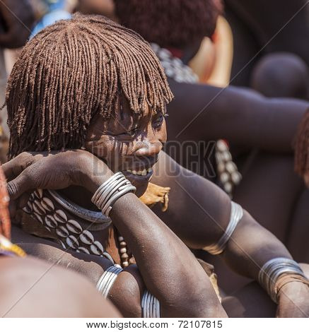 Hamar Woman At Village Market.