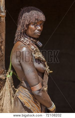Hamar Woman At Village Market.