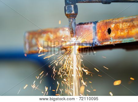 Worker Adjest Acetylene Torch