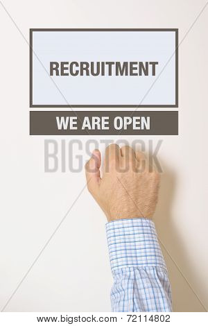 Businessman Knocking On Recruitment Department Office Door