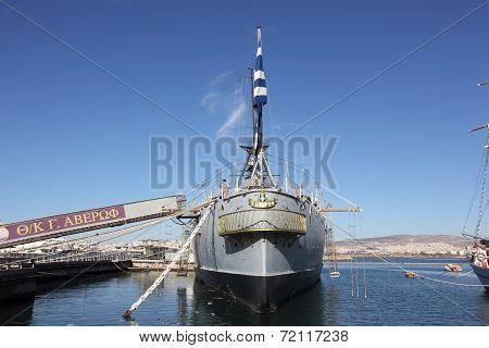 Rear view of Battleship Averoff II, Faliro, Greece