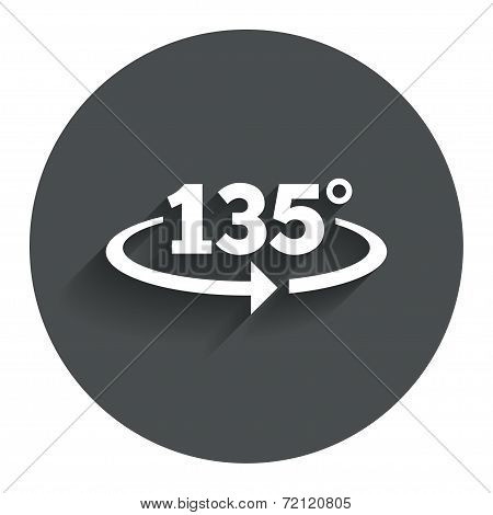 Angle 135 degrees sign icon. Geometry math symbol