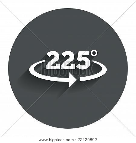 Angle 225 degrees sign icon. Geometry math symbol