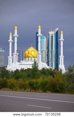 Mosque On A Background Of A Modern City.