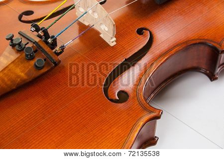 A close-up of a fine violin