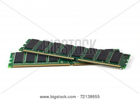A Shot Of Two Ddr Ram Sticks Isolated On White