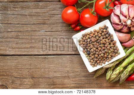 Raw Organic Roveja Beans And Vegetables