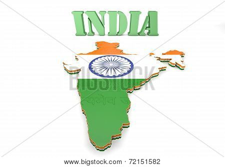 Map Illustration Of India With Flag