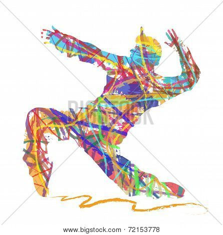 abstract silhouette of dancer in hip hop