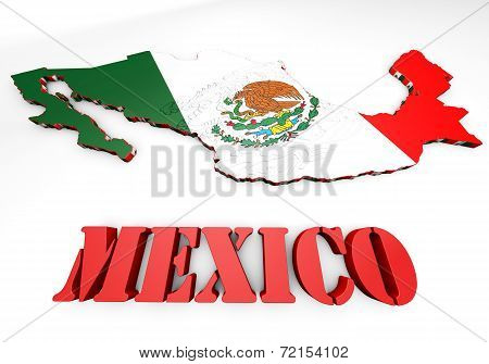 Map Illustration Of Mexico With Flag