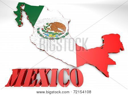 Map Illustration Of Mexico With Flag