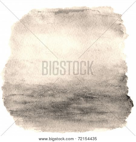 Vintage Watercolor Wet Background. Golden  Watercolor Ombre Background. Watercolor Top Abstract Fram