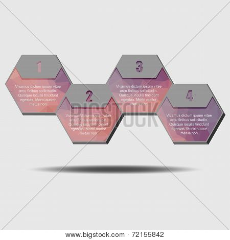 Infographic poligonal elements, 4 hexagons