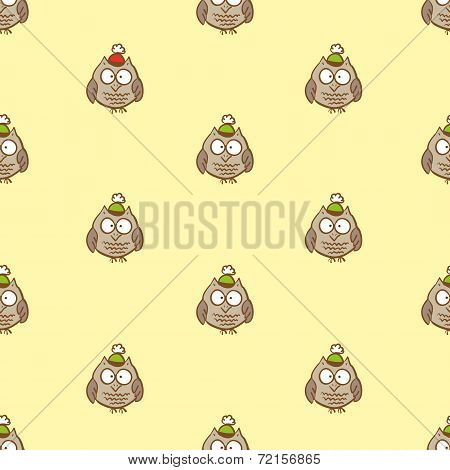 Vector Seamless Owl Pattern
