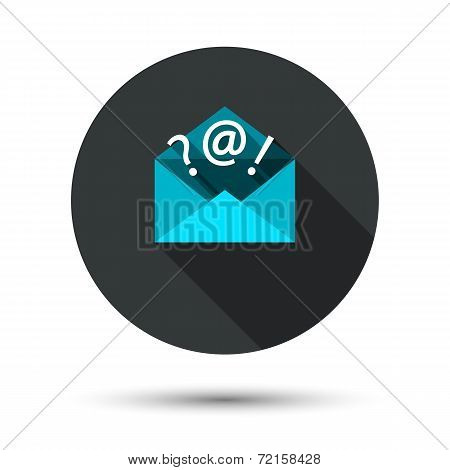The mail icon with long shadow