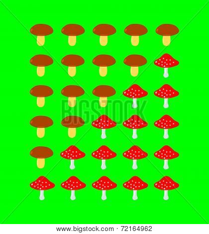 Mushrooms rating scale on green background