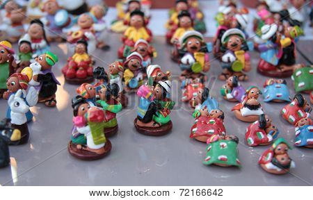 Miniature figures of lovers in clothes of Bolivia