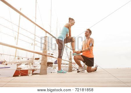 Young diverse couple enjoying a morning run