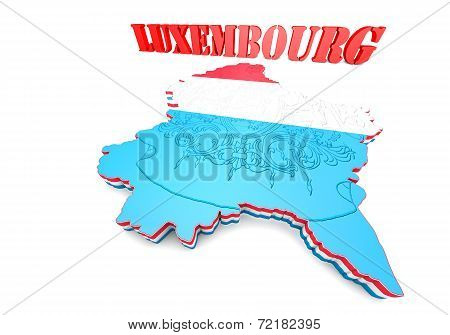 Map Illustration Of Luxembourg With Flag