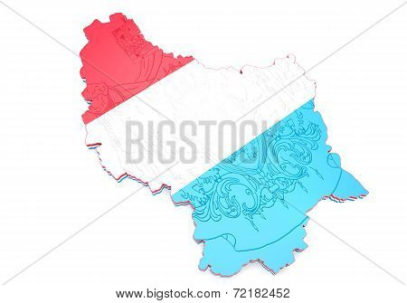 Map Illustration Of Luxembourg With Flag