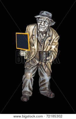 Beggar with black banner