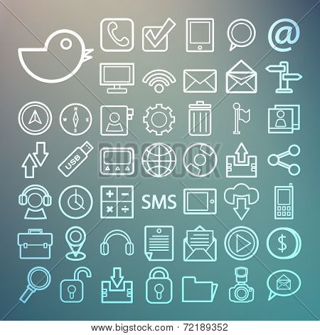 Communication And Transportaion Icon Set Retina