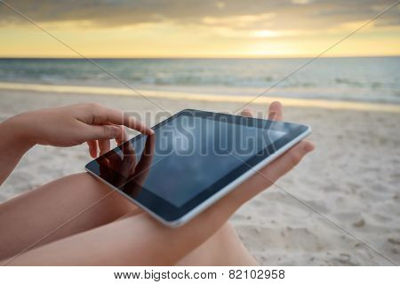 Woman using a tablet