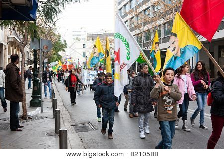 Demonstranten In Centrum Athene