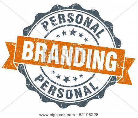 Personal Branding Vintage Orange Seal Isolated On White