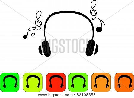 Love Live Music,Headphones with cord and word music isolated