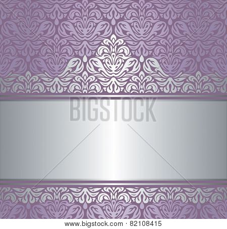 Shiny violet & silver renaissance pattern vintage invitaton background