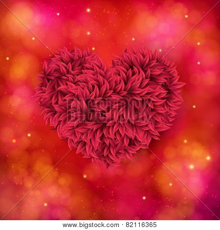 Romantic card design of a red floral heart