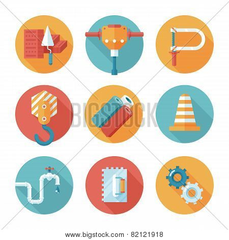 Trendy flat working tools icons.