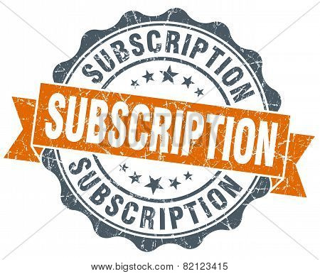 Subscription Vintage Orange Seal Isolated On White