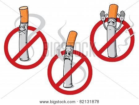 No smoking signs with cigarettes
