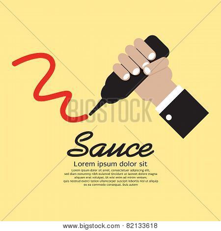 Hand Squeezing A Sauce Bottle.