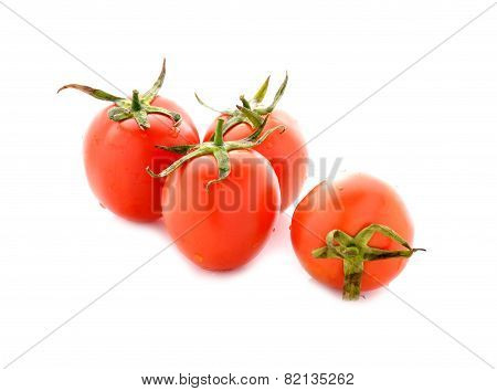 Tomato With Stem On White Background