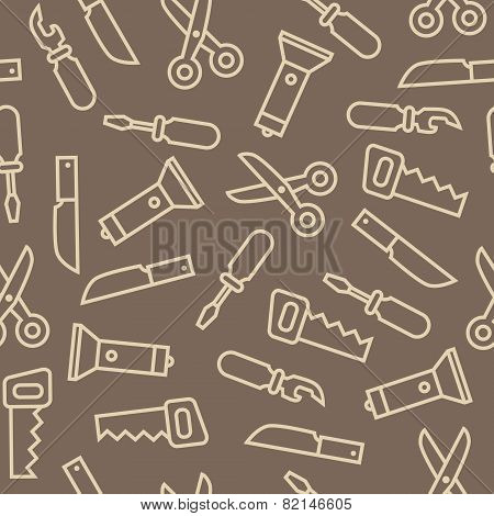 Linear swiss knife tools on brown texture