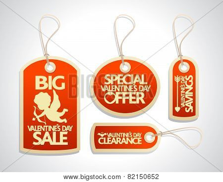 Sale Valentine's Day Tags Set ,red